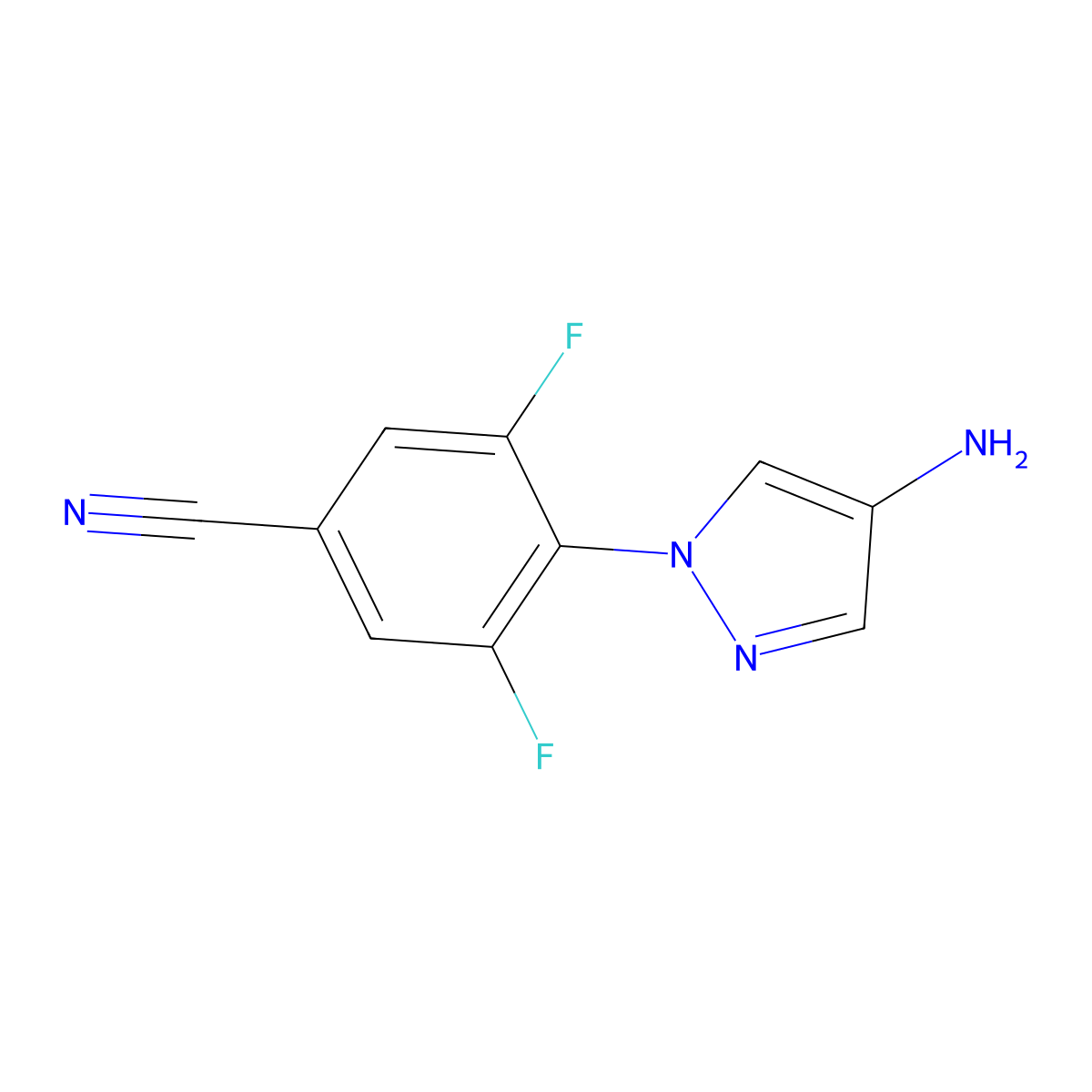 4-(4-amino-1H-pyrazol-1-yl)-3,5-difluorobenzonitrile molecular structure, CAS 1536268-28-6