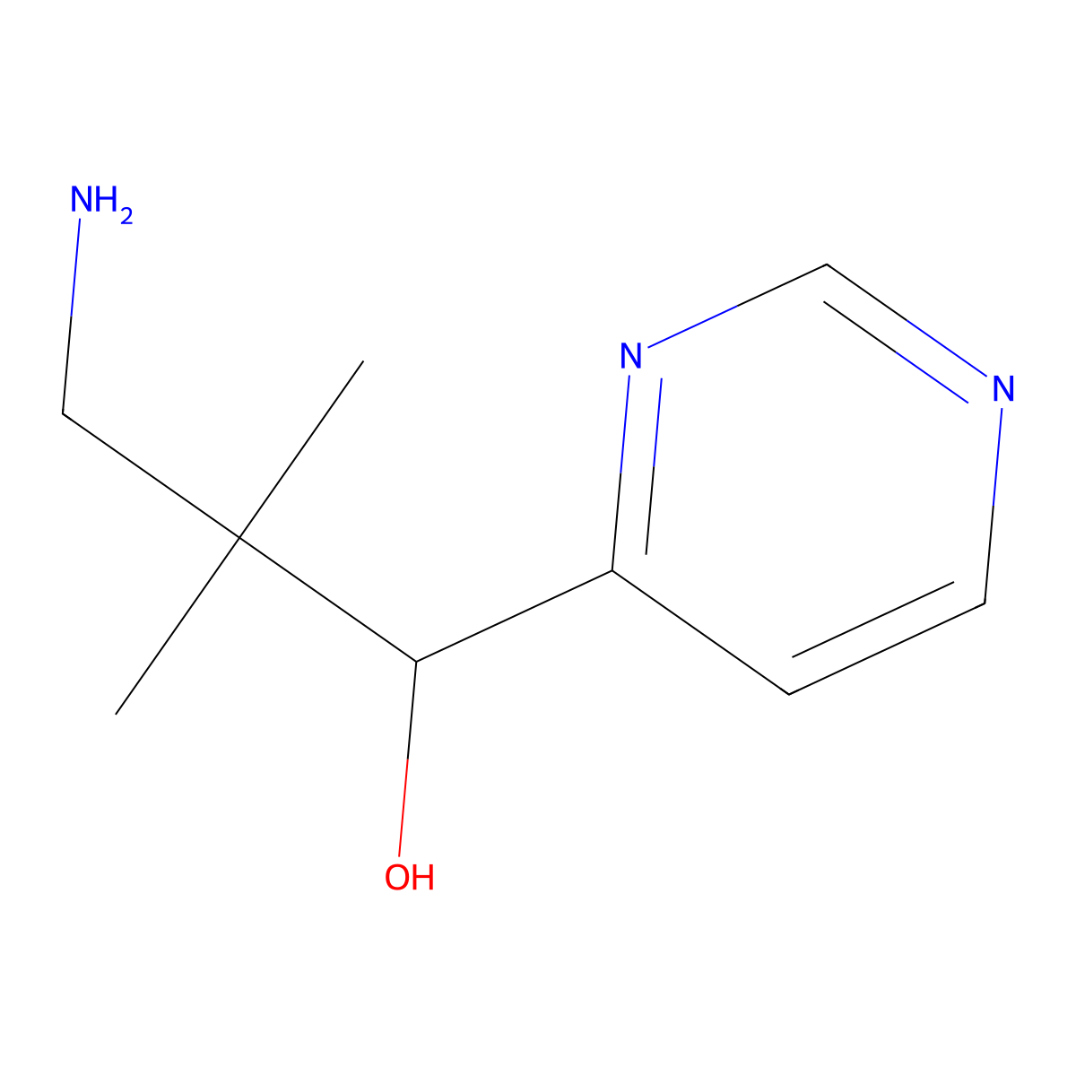 3-Amino-2,2-dimethyl-1-(pyrimidin-4-YL)propan-1-OL molecular structure, CAS 1536309-22-4