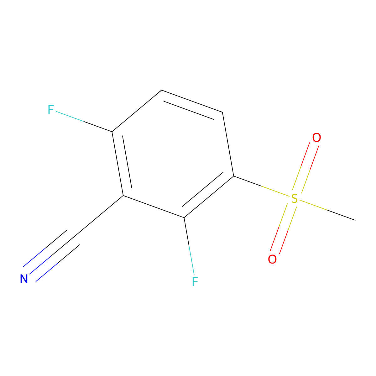 2,6-Difluoro-3-(methylsulfonyl)benzonitrile molecular structure, CAS 1536319-88-6