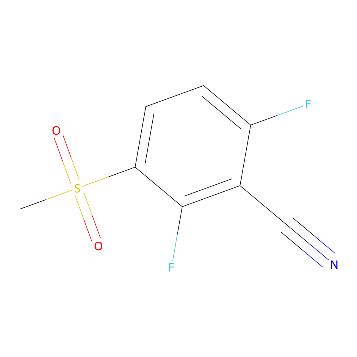 2,6-Difluoro-3-(methylsulfonyl)benzonitrile molecular structure, CAS 1536319-88-6