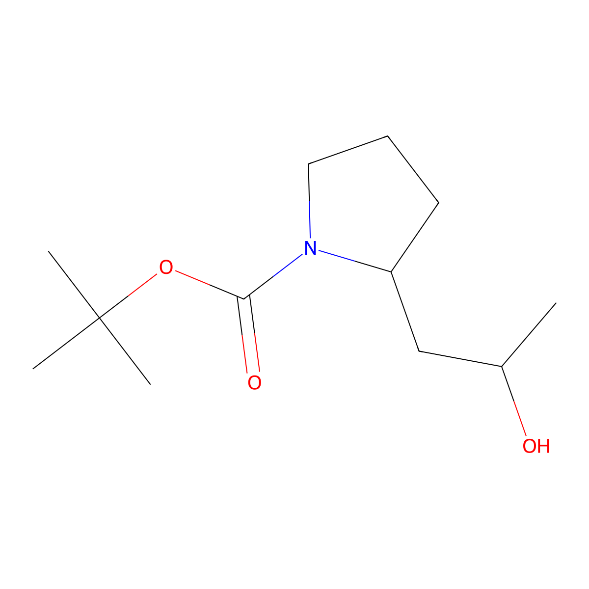 Tert-butyl 2-(2-hydroxypropyl)pyrrolidine-1-carboxylate molecular structure, CAS 1536327-97-5
