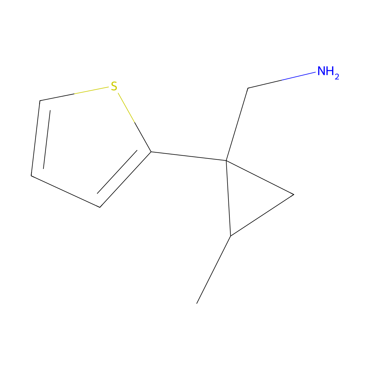 1-[2-Methyl-1-(thiophen-2-yl)cyclopropyl]methanamine molecular structure, CAS 1536354-30-9
