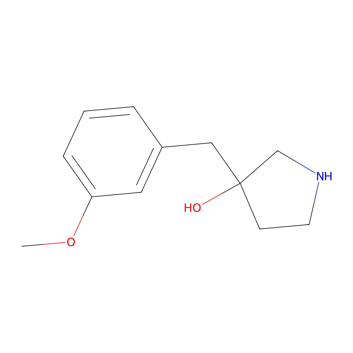 3-(3-Methoxybenzyl)pyrrolidin-3-ol molecular structure, CAS 1536360-55-0