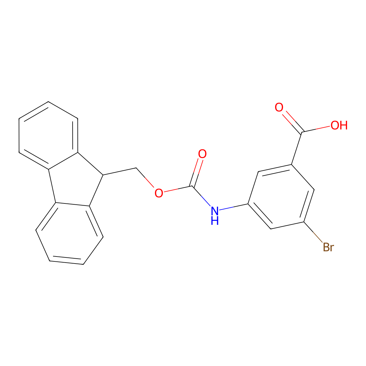 3-bromo-5-((((9H-fluoren-9-yl)methoxy)carbonyl)amino)benzoic acid molecular structure, CAS 1536367-22-2