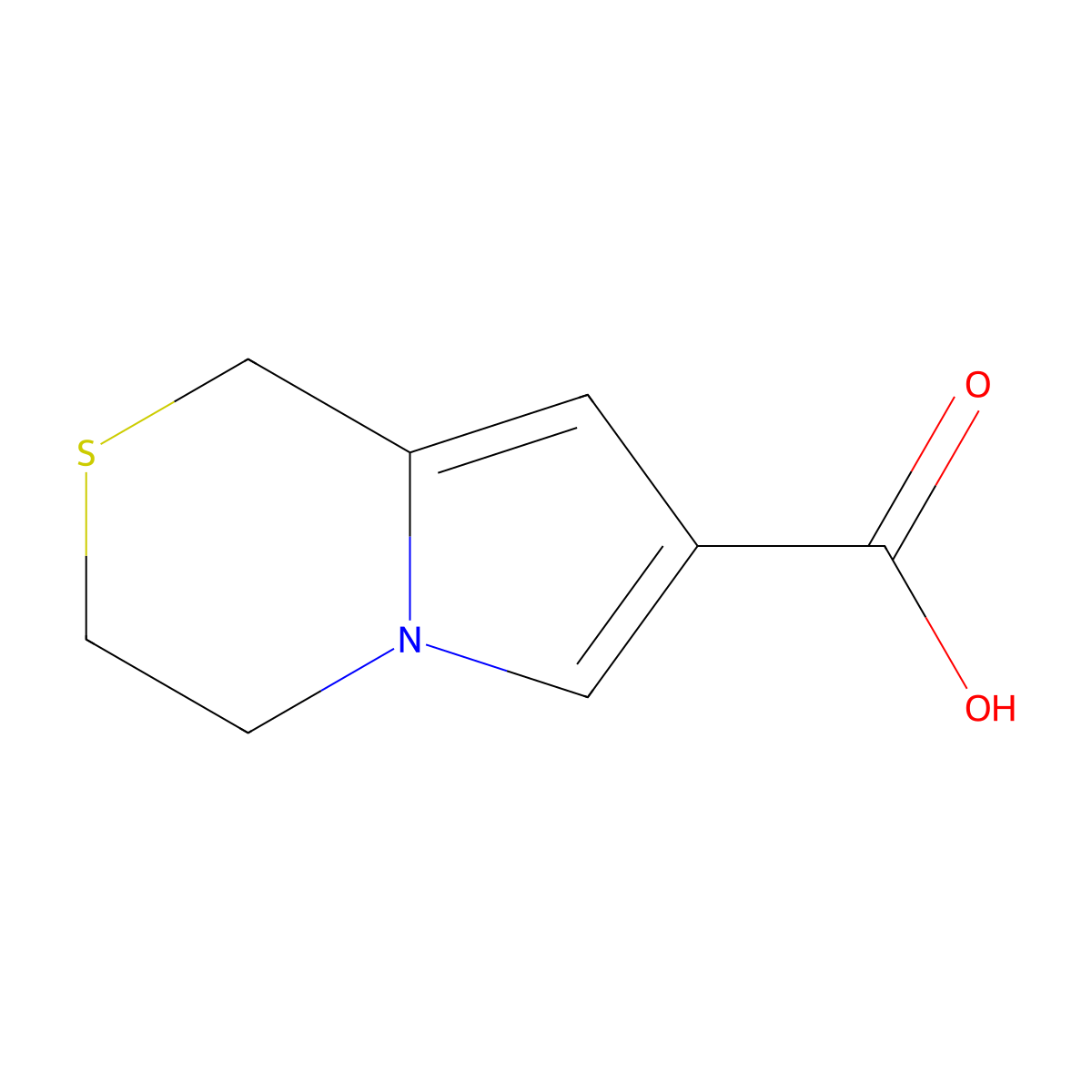 1H,3H,4H-pyrrolo[2,1-c][1,4]thiazine-7-carboxylic acid molecular structure, CAS 1536371-32-0