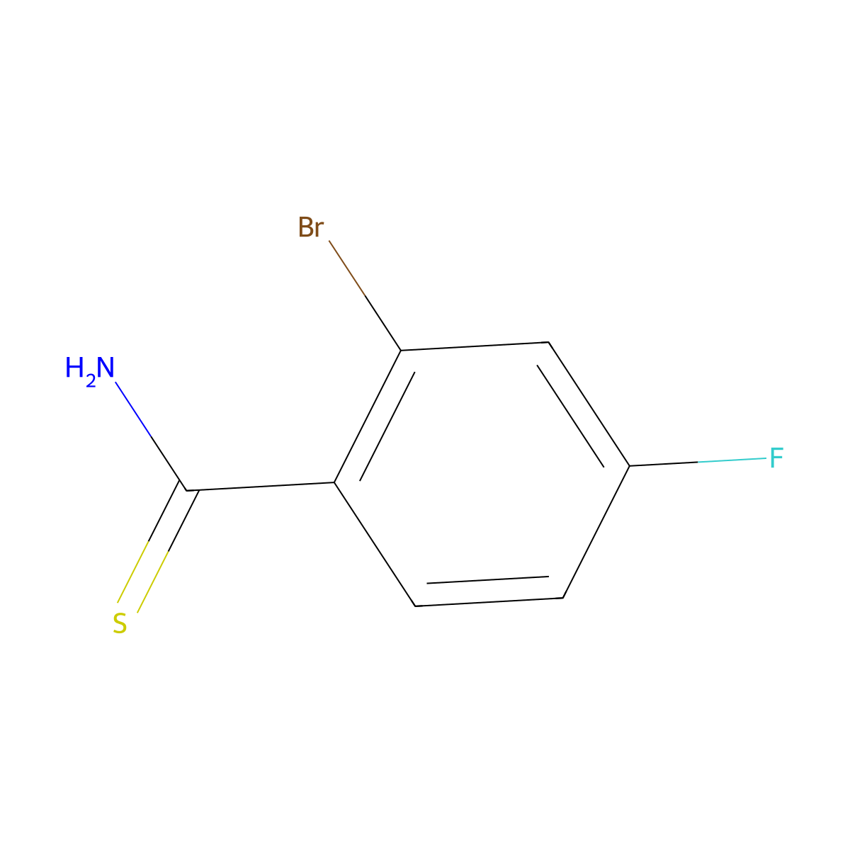 2-Bromo-4-fluorobenzene-1-carbothioamide molecular structure, CAS 1536380-83-2