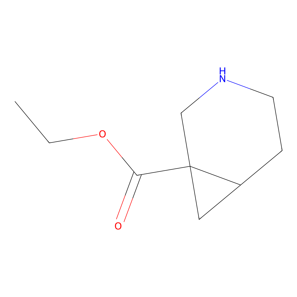 Ethyl 3-azabicyclo[4.1.0]heptane-1-carboxylate molecular structure, CAS 1536392-35-4