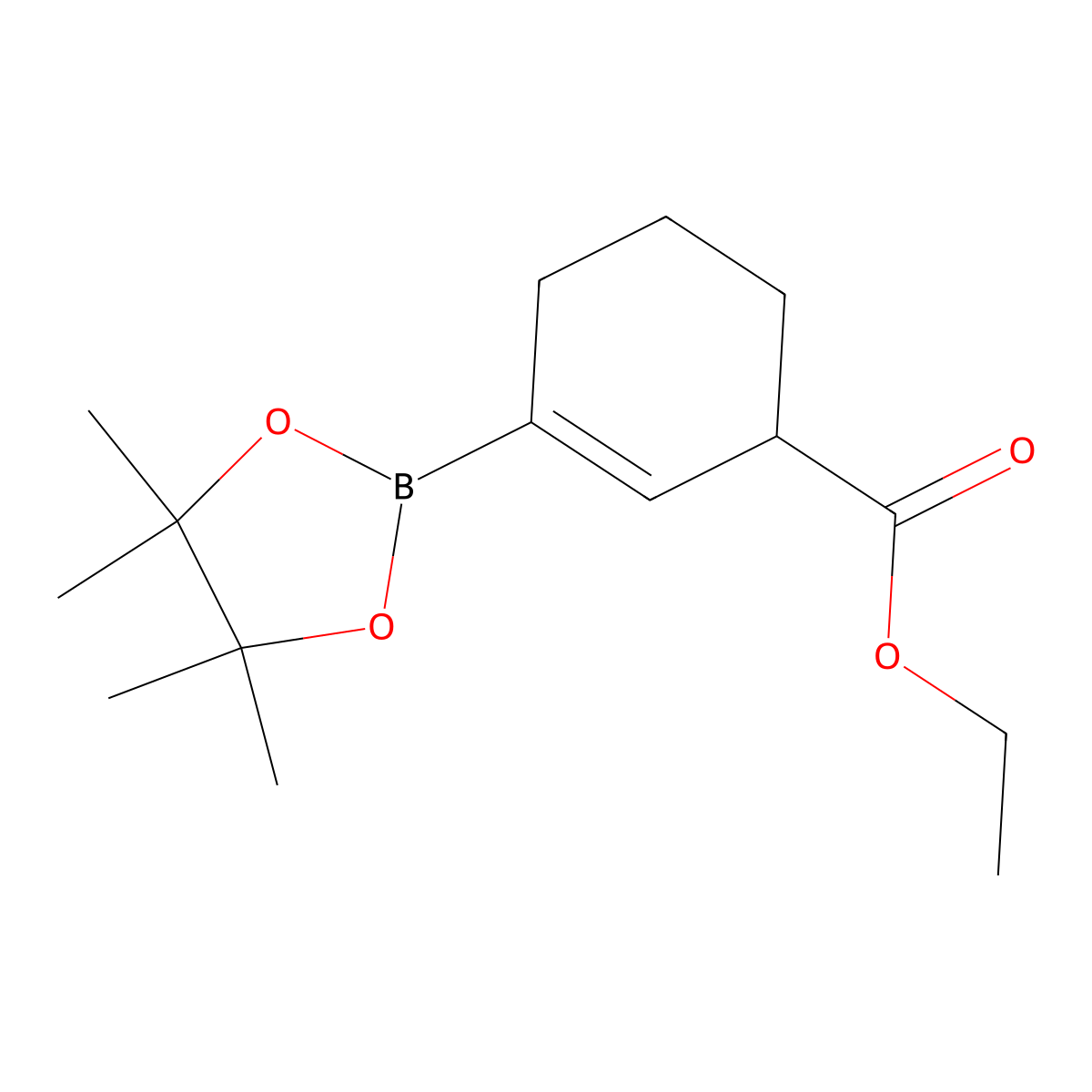 Ethyl 3-(4,4,5,5-tetramethyl-1,3,2-dioxaborolan-2-yl)cyclohex-2-ene-1-carboxylate molecular structure, CAS 1536395-80-8
