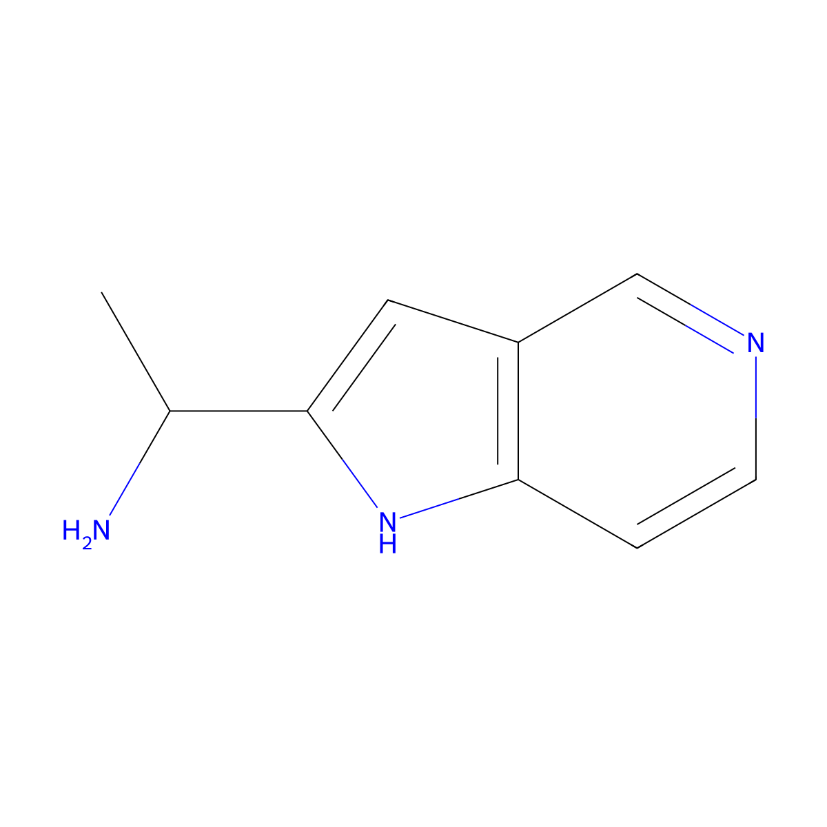 1-{1H-pyrrolo[3,2-c]pyridin-2-yl}ethan-1-amine molecular structure, CAS 1536396-89-0