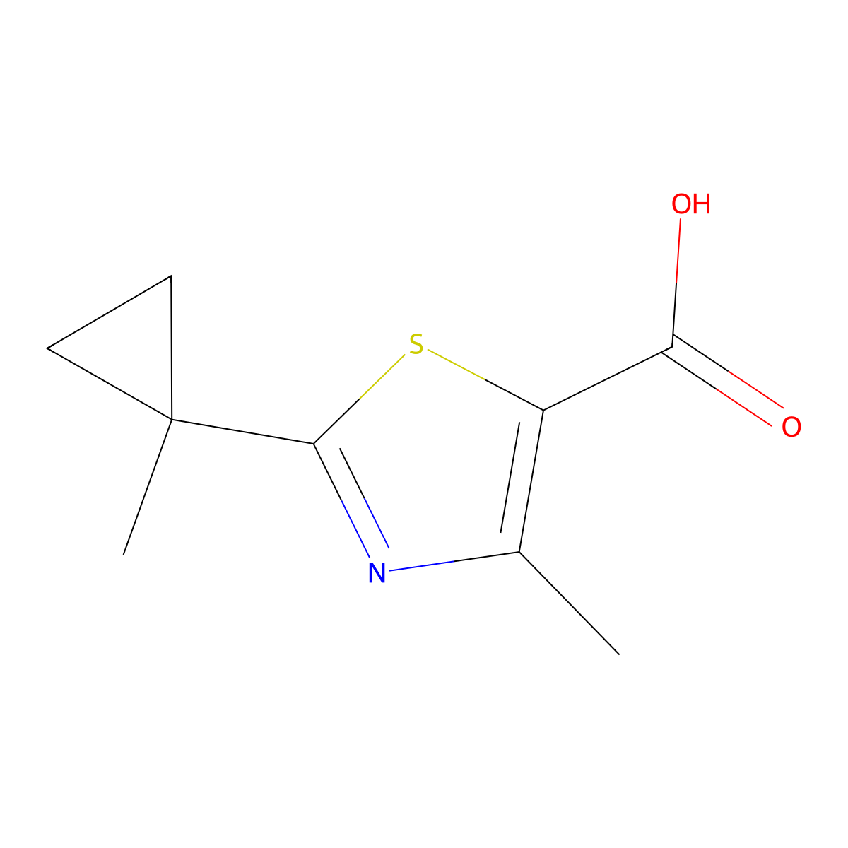 4-Methyl-2-(1-methylcyclopropyl)-1,3-thiazole-5-carboxylic acid molecular structure, CAS 1536399-75-3