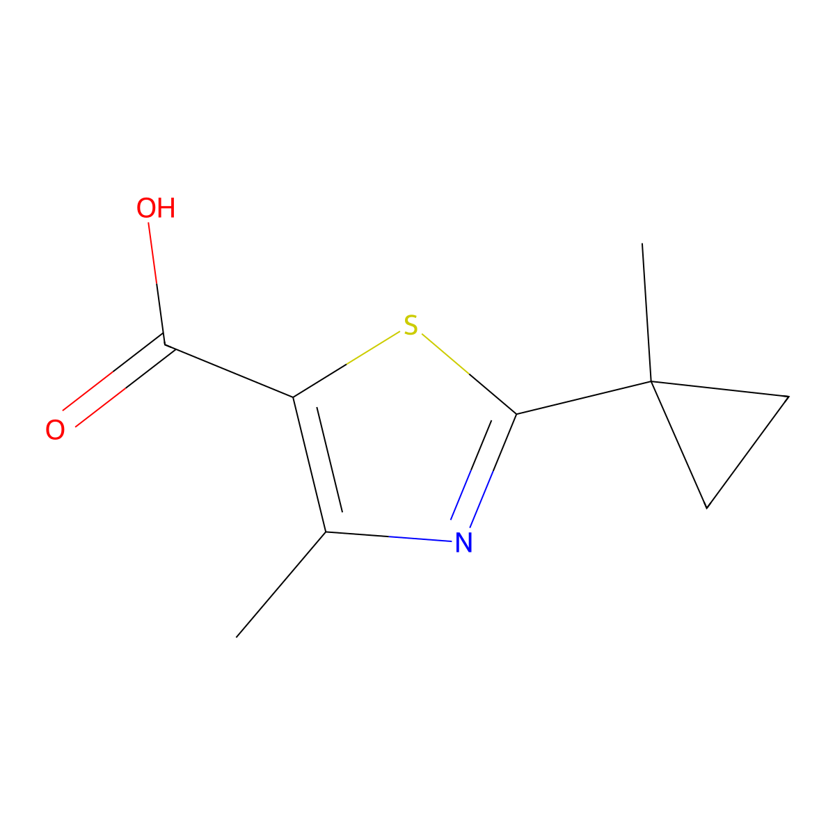 4-Methyl-2-(1-methylcyclopropyl)-1,3-thiazole-5-carboxylic acid molecular structure, CAS 1536399-75-3