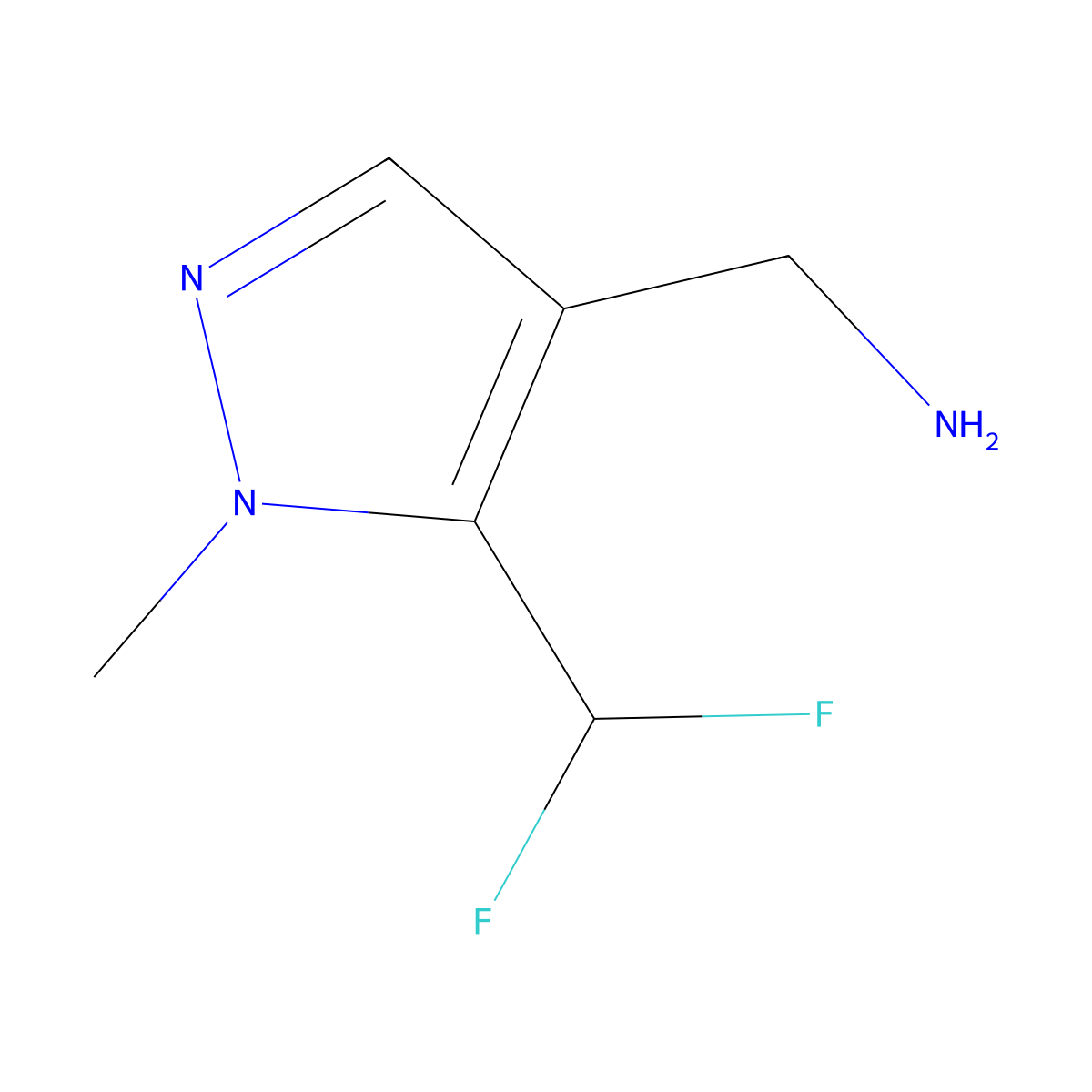 [5-(difluoromethyl)-1-methyl-1H-pyrazol-4-yl]methanamine molecular structure, CAS 1536406-82-2