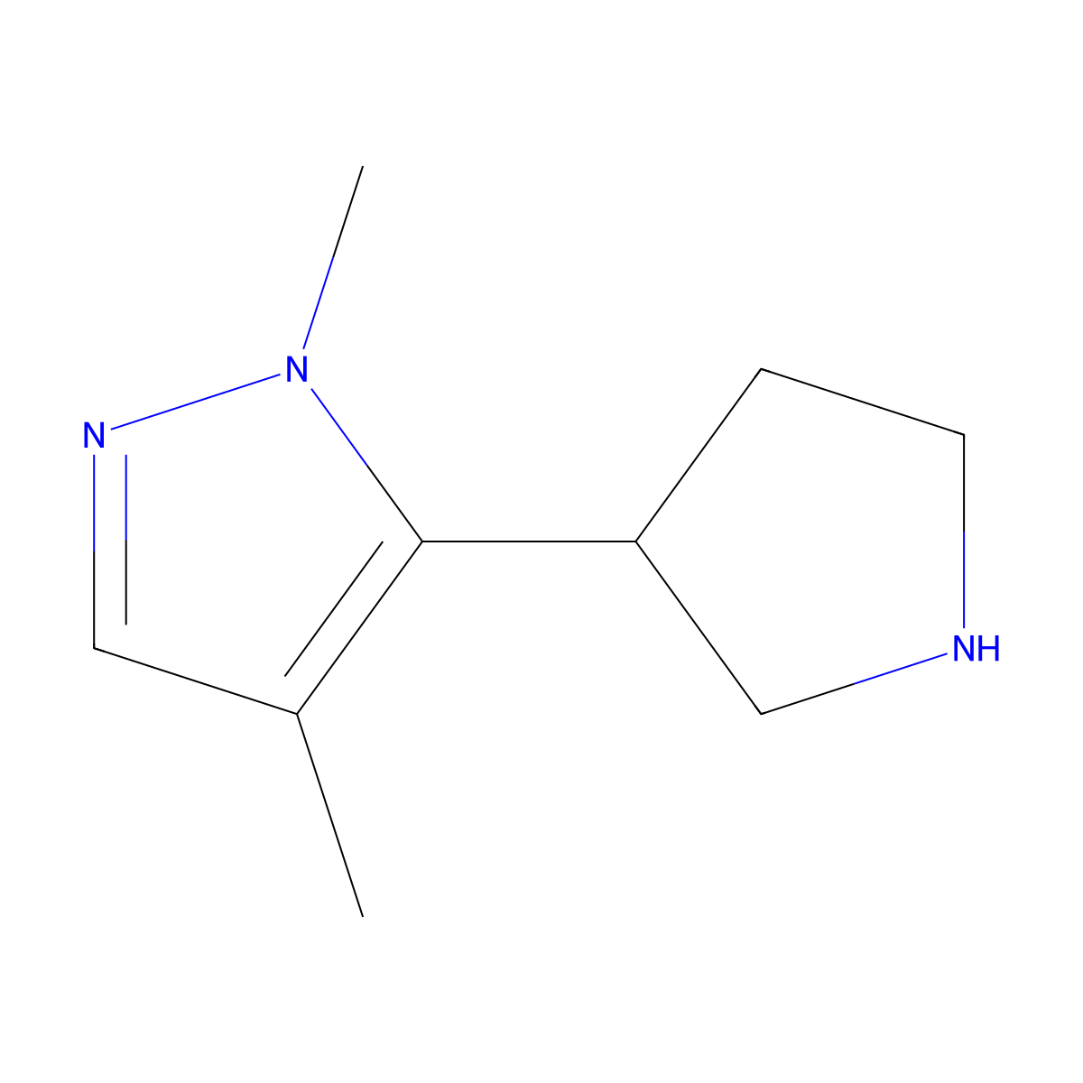 1,4-Dimethyl-5-pyrrolidin-3-YL-pyrazole molecular structure, CAS 1536422-82-8