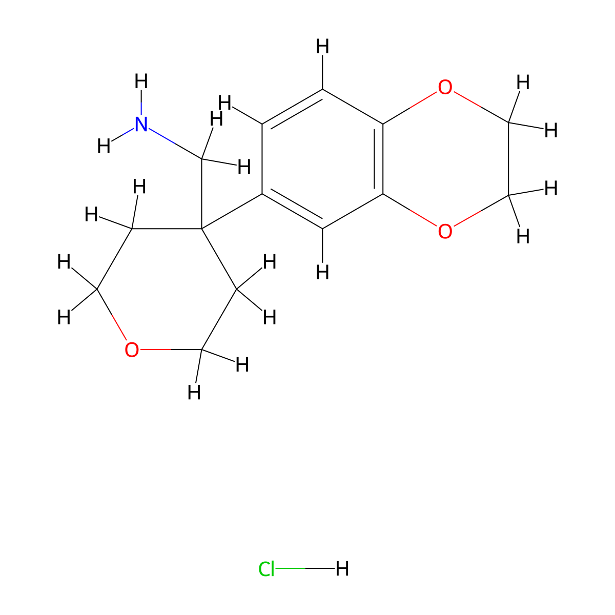 [4-(2,3-Dihydro-1,4-benzodioxin-6-yl)oxan-4-yl]methanamine;hydrochloride molecular structure, CAS 153643-87-9