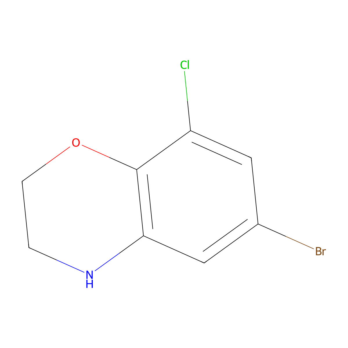 6-bromo-8-chloro-3,4-dihydro-2H-1,4-benzoxazine molecular structure, CAS 1536436-09-5