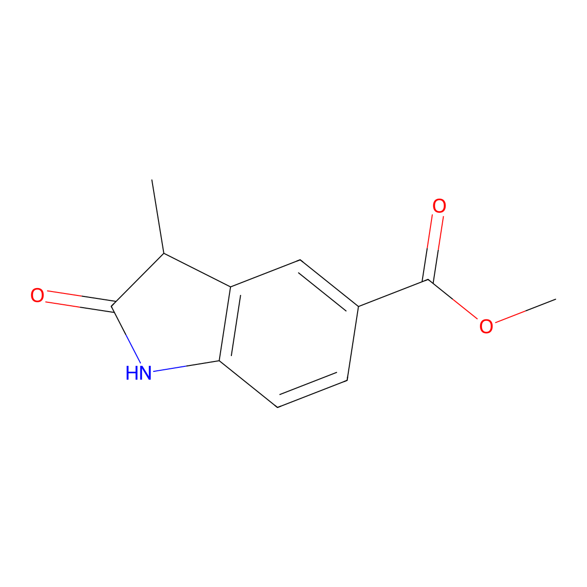 Methyl 3-methyl-2-oxo-2,3-dihydro-1H-indole-5-carboxylate molecular structure, CAS 1536479-17-0