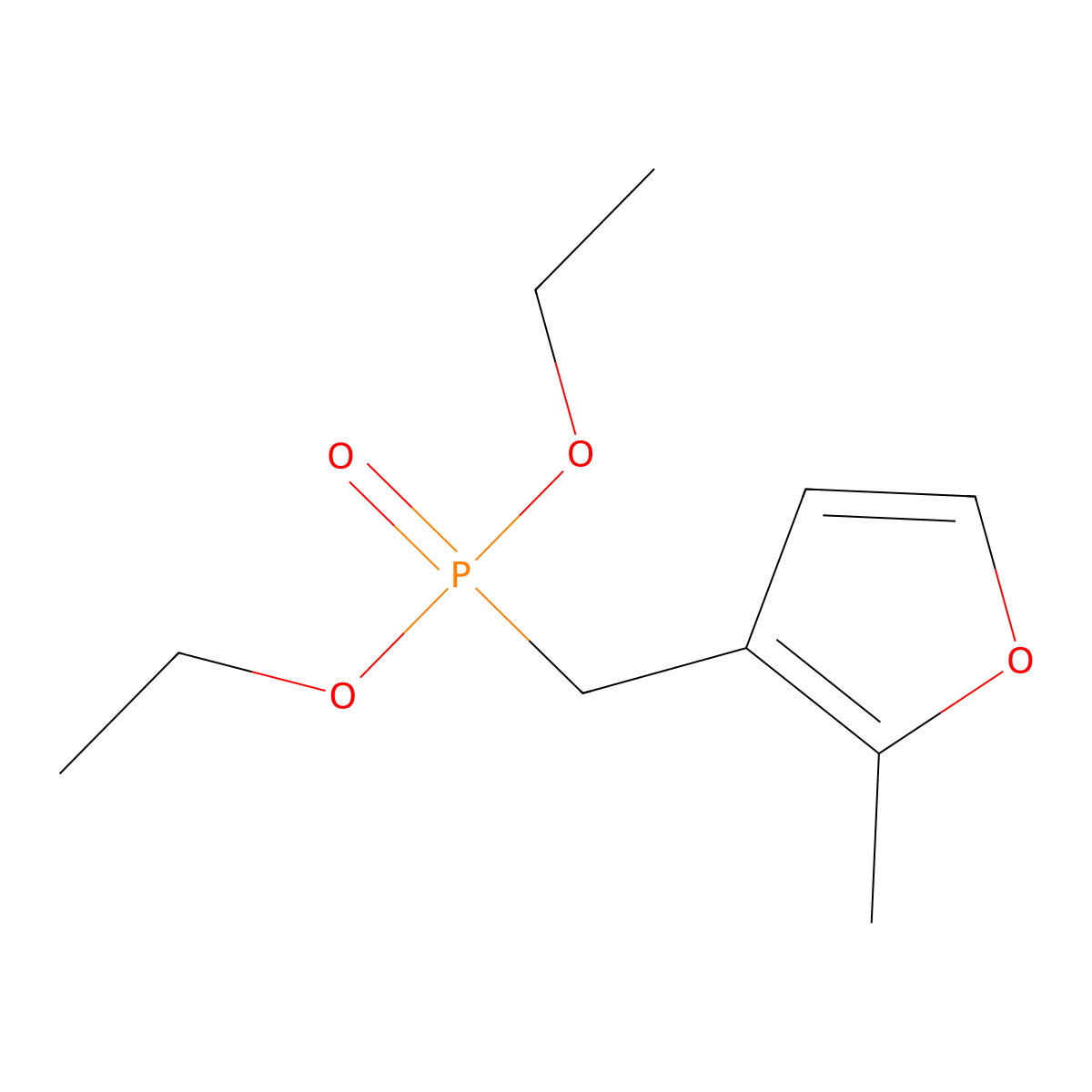 Phosphonic acid, [(2-methyl-3-furanyl)methyl]-, diethyl ester molecular structure, CAS 153649-83-3
