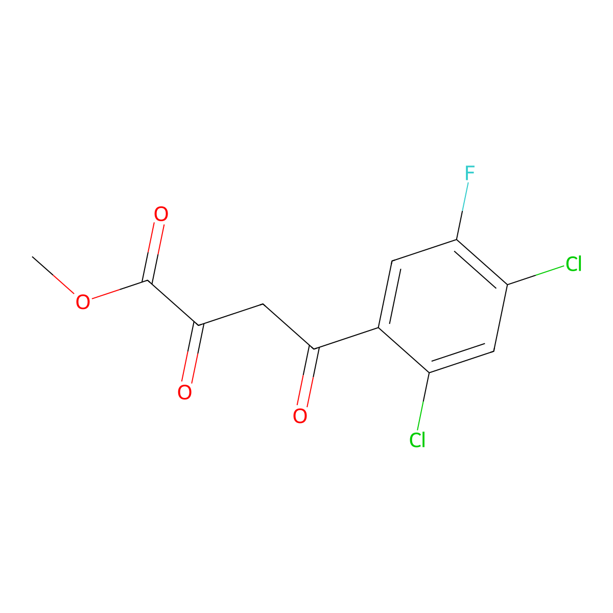 Methyl 4-(2,4-dichloro-5-fluorophenyl)-2,4-dioxobutanoate molecular structure, CAS 153653-98-6