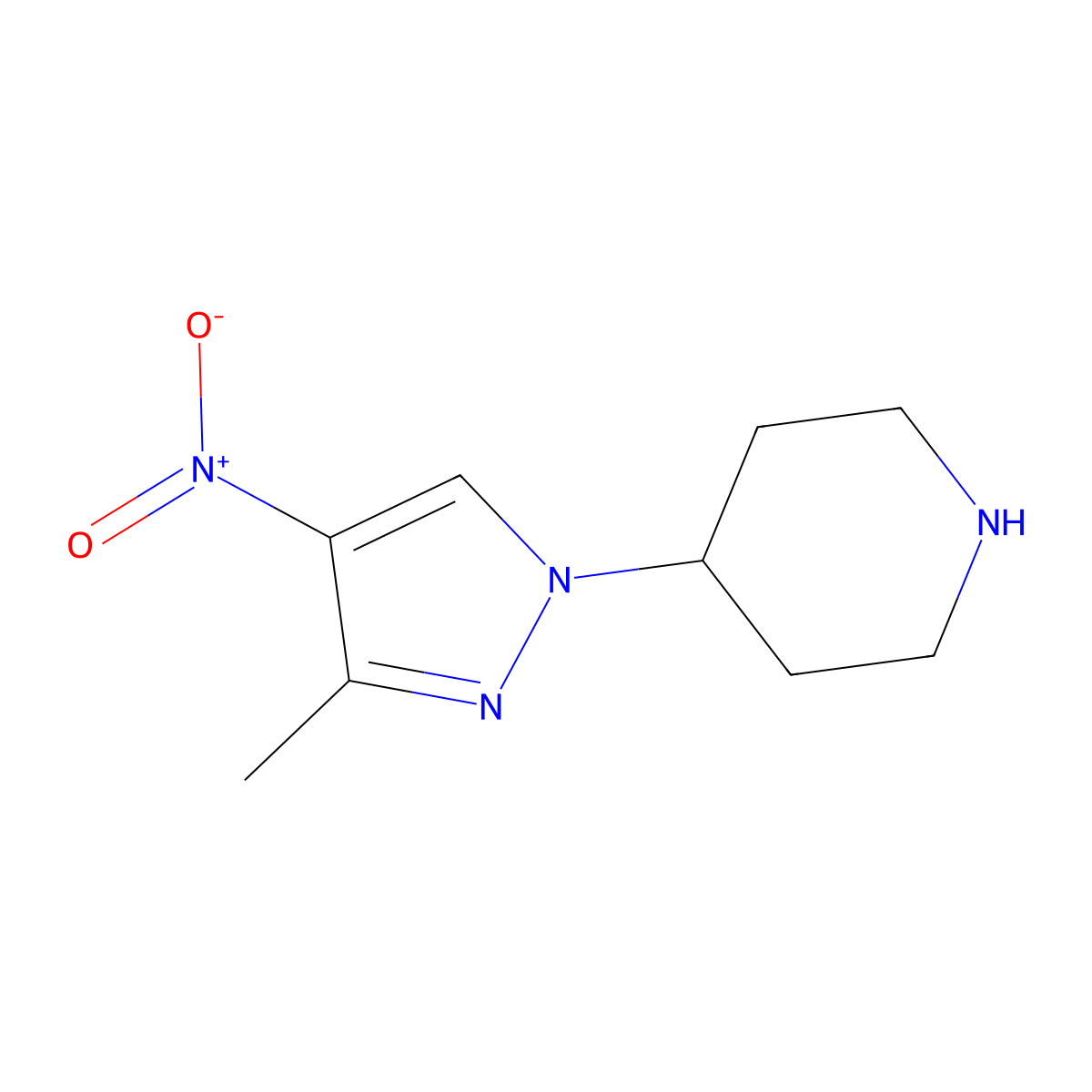 4-(3-Methyl-4-nitro-1H-pyrazol-1-yl)piperidine molecular structure, CAS 1536531-45-9