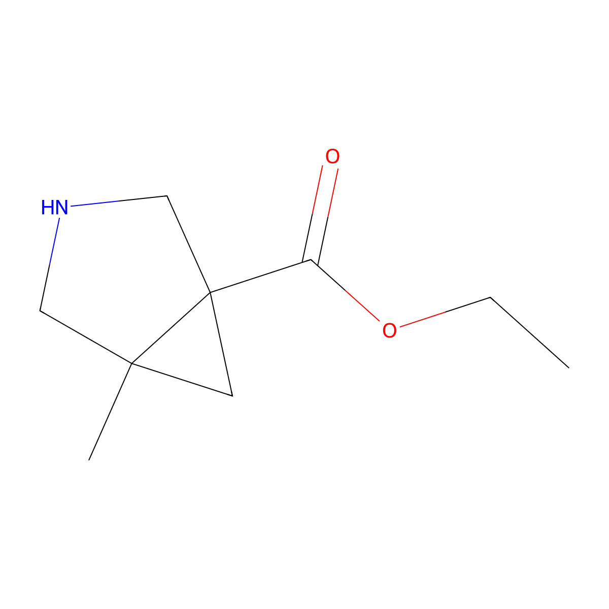 rac-ethyl (1R,5R)-5-methyl-3-azabicyclo[3.1.0]hexane-1-carboxylate molecular structure, CAS 1536532-29-2