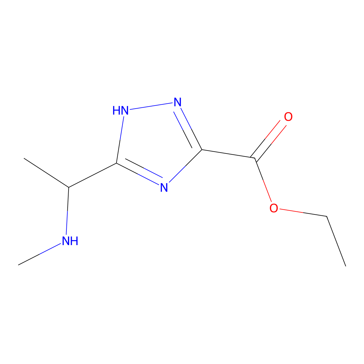 ethyl 3-[1-(methylamino)ethyl]-1H-1,2,4-triazole-5-carboxylate molecular structure, CAS 1536540-27-8