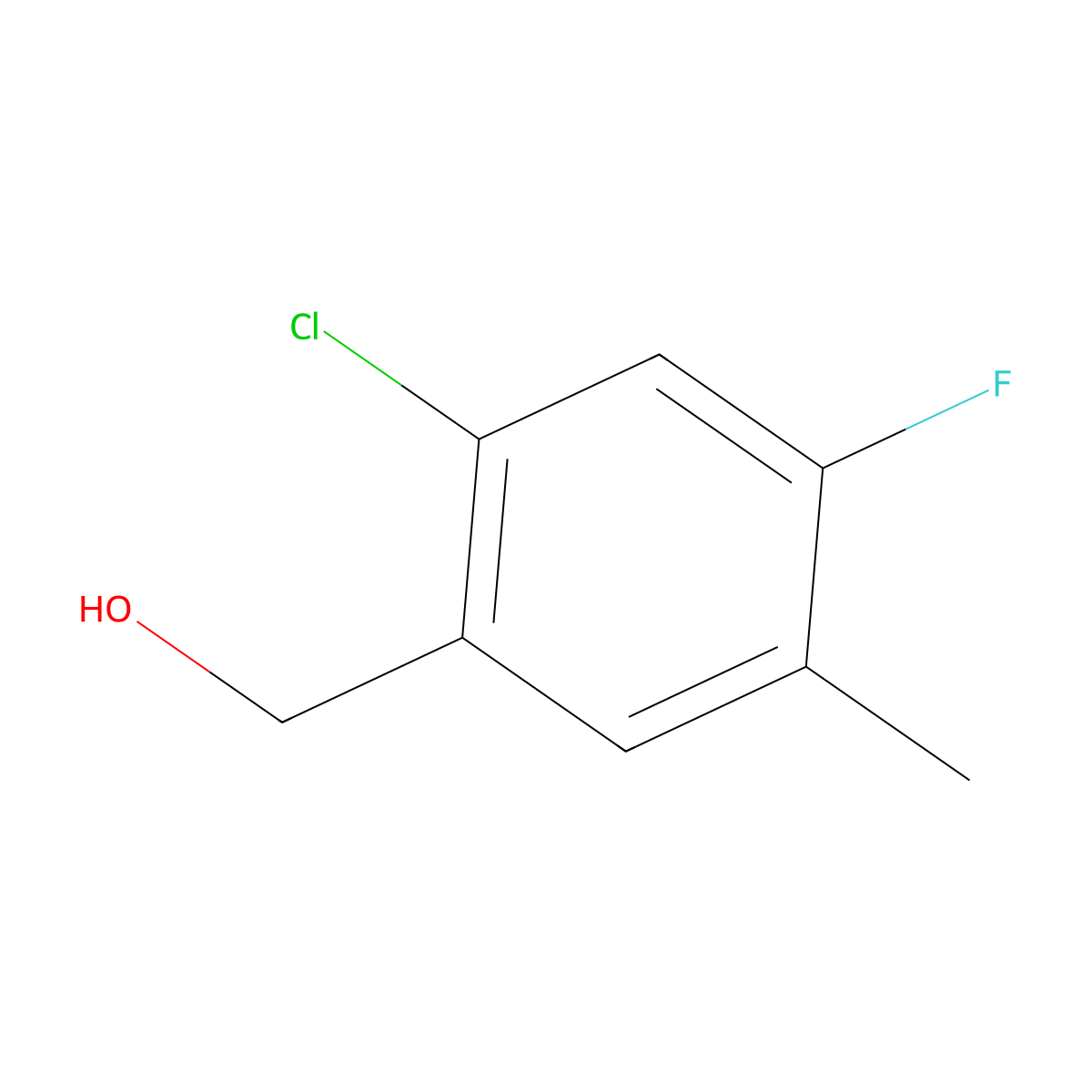 2-Chloro-4-fluoro-5-methylbenzyl alcohol molecular structure, CAS 1536543-76-6