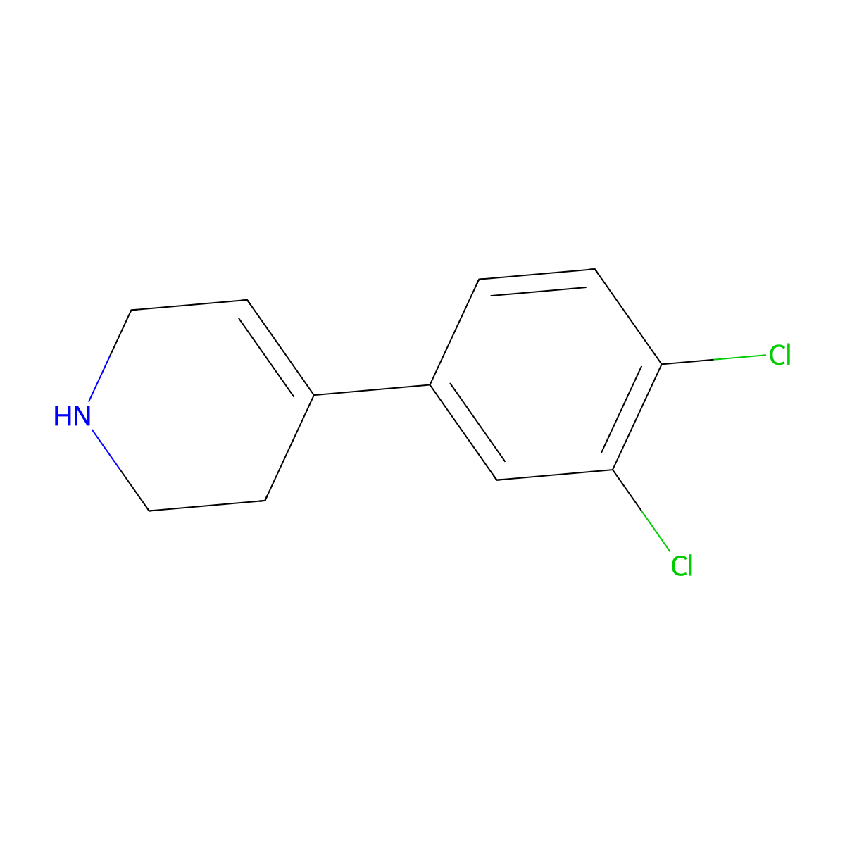 4-(3,4-Dichlorophenyl)-1,2,3,6-tetrahydropyridine molecular structure, CAS 153655-92-6