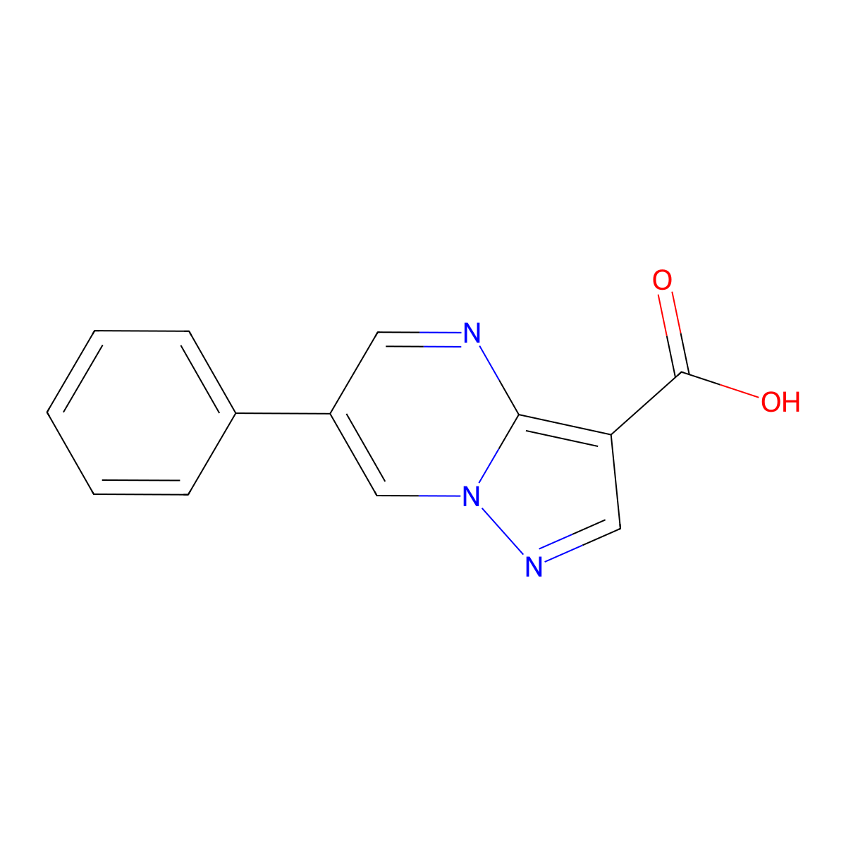 Pyrazolo[1,5-a]pyrimidine-3-carboxylic acid, 6-phenyl- molecular structure, CAS 1536575-60-6