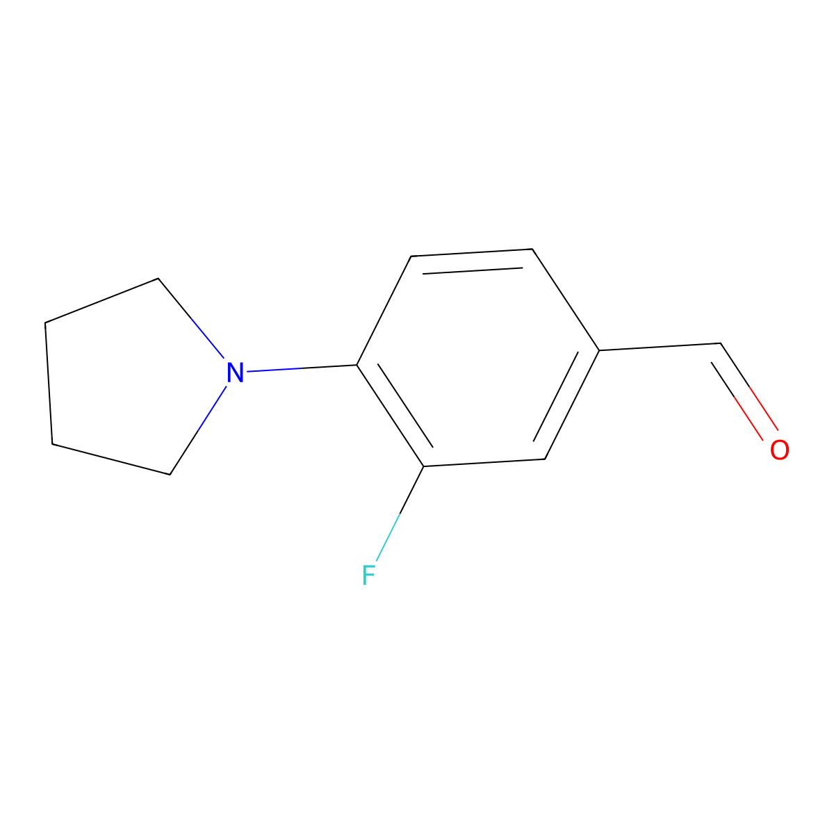 3-Fluoro-4-(pyrrolidin-1-yl)benzaldehyde molecular structure, CAS 153659-43-9
