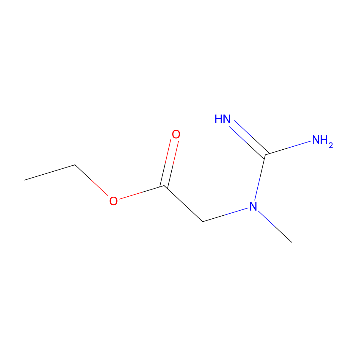 N-(Aminoiminomethyl)-N-methylglycine ethyl ester molecular structure, CAS 15366-29-7