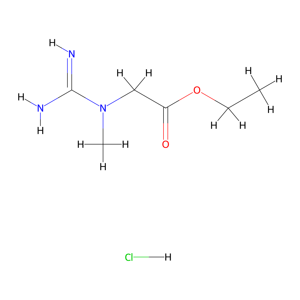 Creatine ethyl ester HCl molecular structure, CAS 15366-32-2