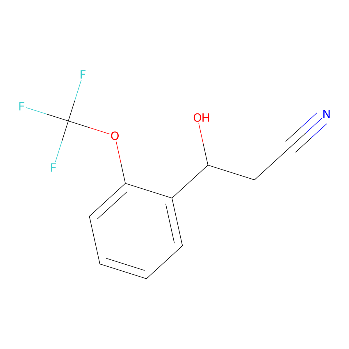 3-Hydroxy-3-[2-(trifluoromethoxy)phenyl]propanenitrile molecular structure, CAS 1536618-53-7