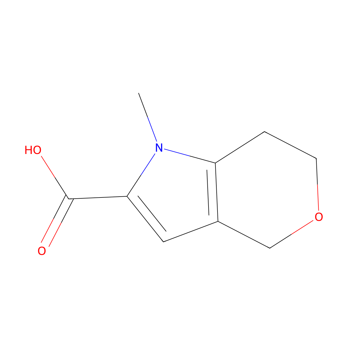 1-methyl-1H,4H,6H,7H-pyrano[4,3-b]pyrrole-2-carboxylic acid molecular structure, CAS 1536624-40-4