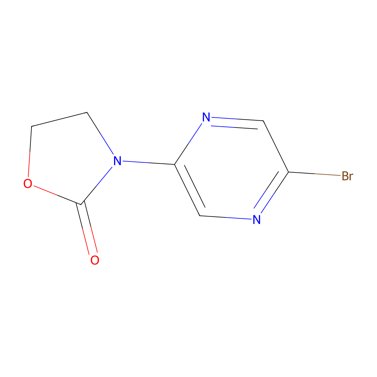 3-(5-Bromopyrazin-2-yl)oxazolidin-2-one molecular structure, CAS 1536632-62-8