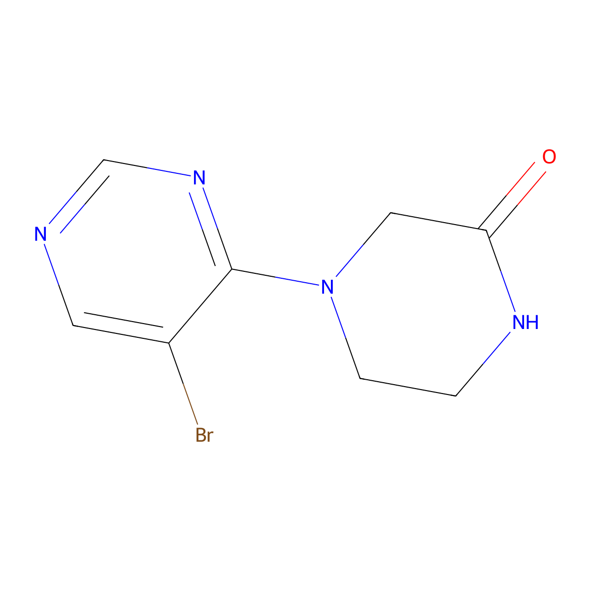 4-(5-Bromopyrimidin-4-yl)piperazin-2-one molecular structure, CAS 1536639-96-9