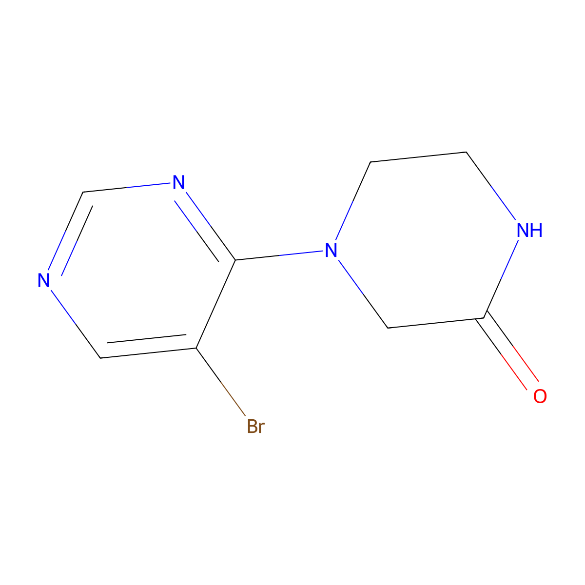 4-(5-Bromopyrimidin-4-yl)piperazin-2-one molecular structure, CAS 1536639-96-9