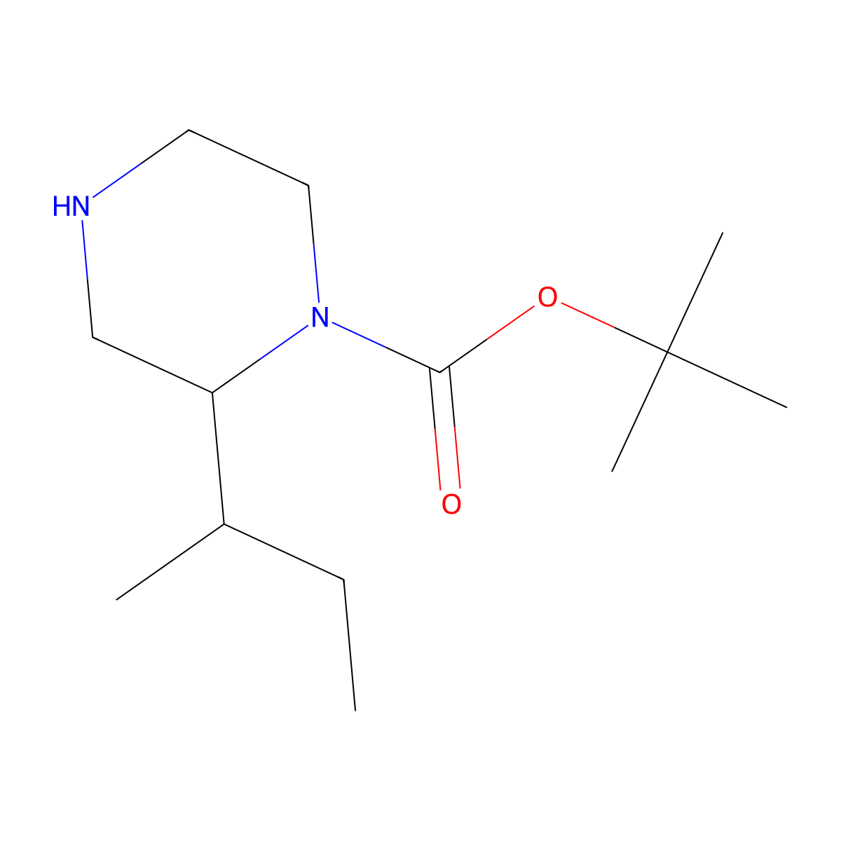 Tert-butyl 2-(butan-2-yl)piperazine-1-carboxylate molecular structure, CAS 1536648-28-8