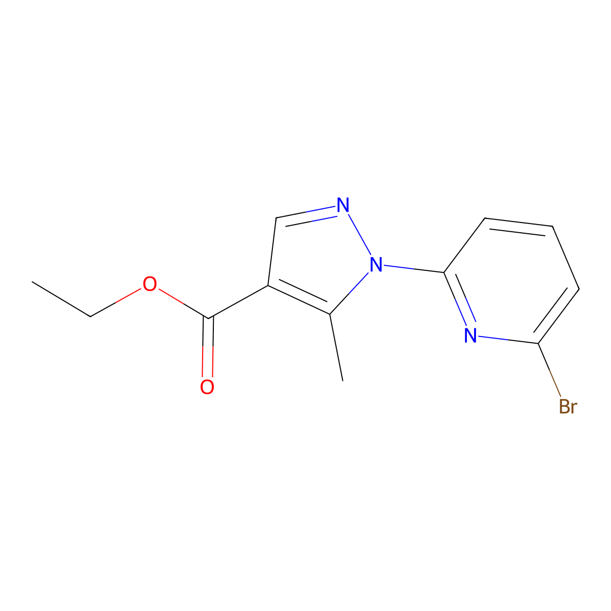 Ethyl 1-(6-bromopyridin-2-yl)-5-methyl-1H-pyrazole-4-carboxylate molecular structure, CAS 1536648-98-2