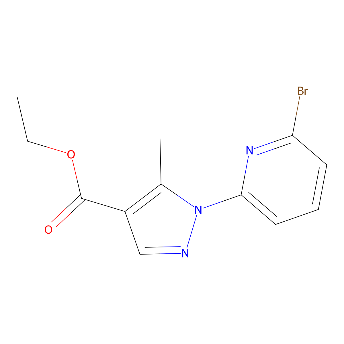 Ethyl 1-(6-bromopyridin-2-yl)-5-methyl-1H-pyrazole-4-carboxylate molecular structure, CAS 1536648-98-2