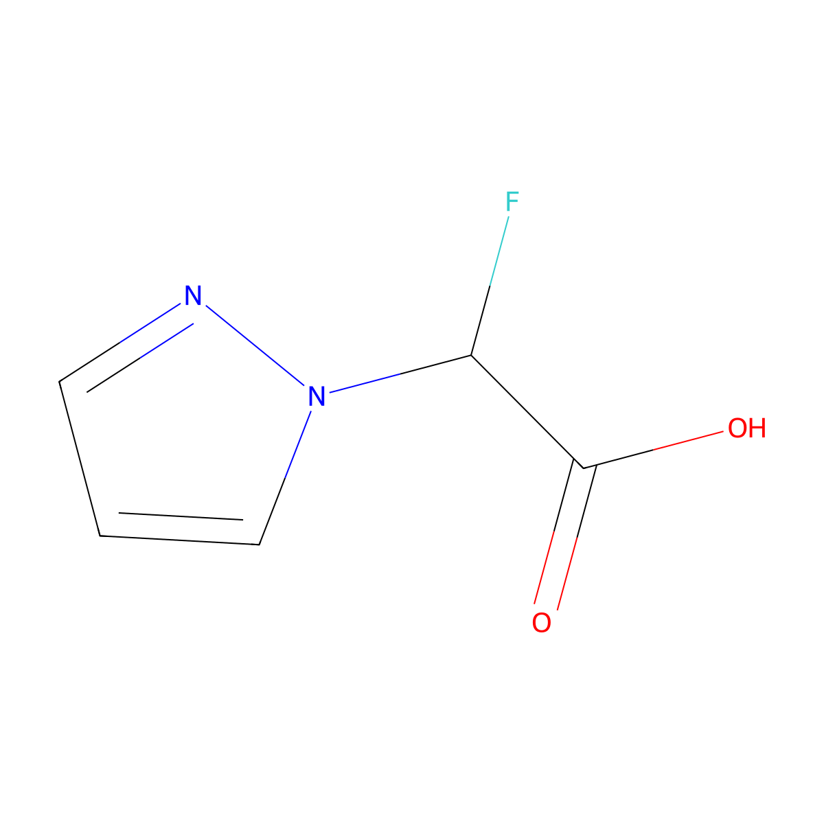 2-fluoro-2-(1H-pyrazol-1-yl)acetic acid molecular structure, CAS 1536670-72-0