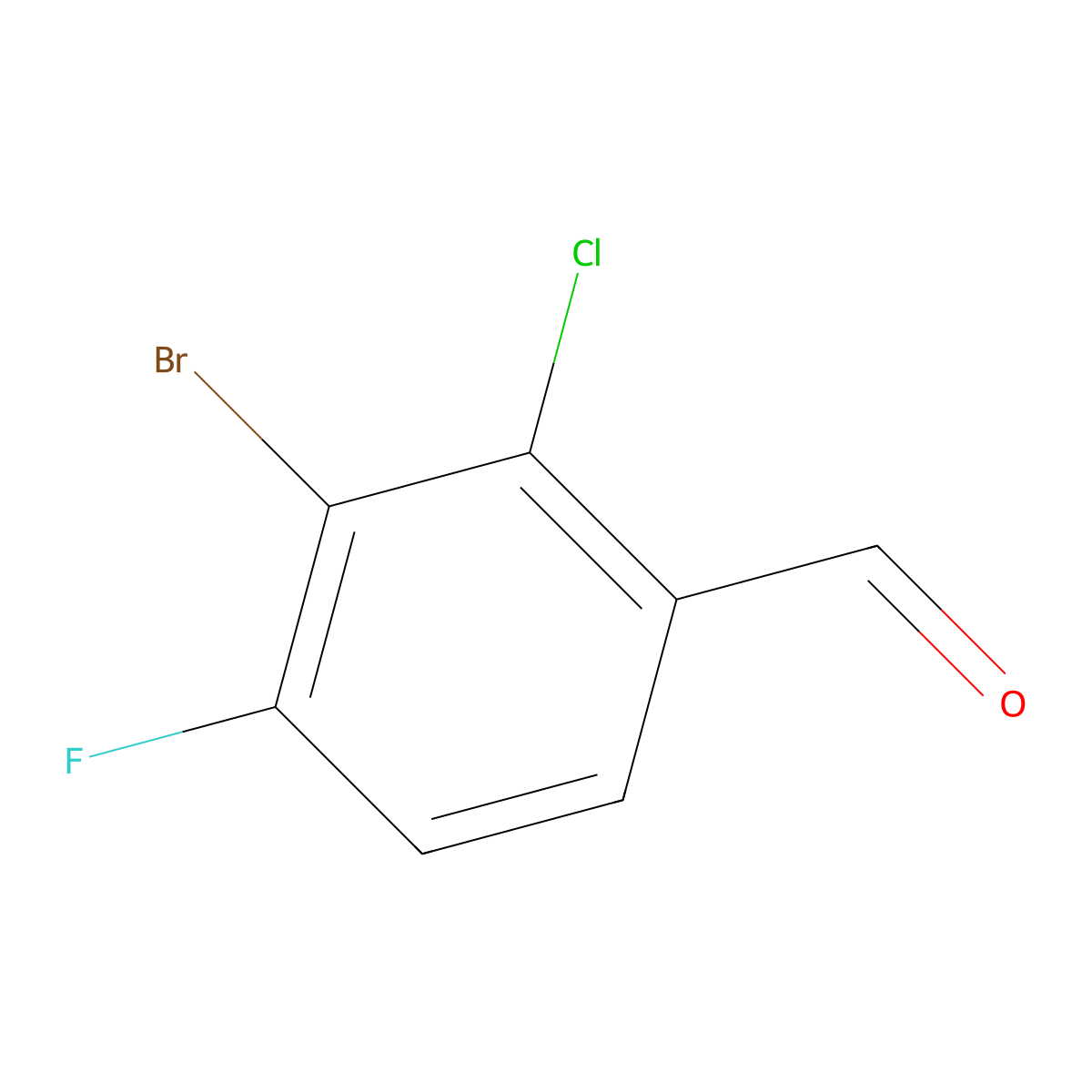 3-Bromo-2-chloro-4-fluorobenzaldehyde molecular structure, CAS 1536695-02-9