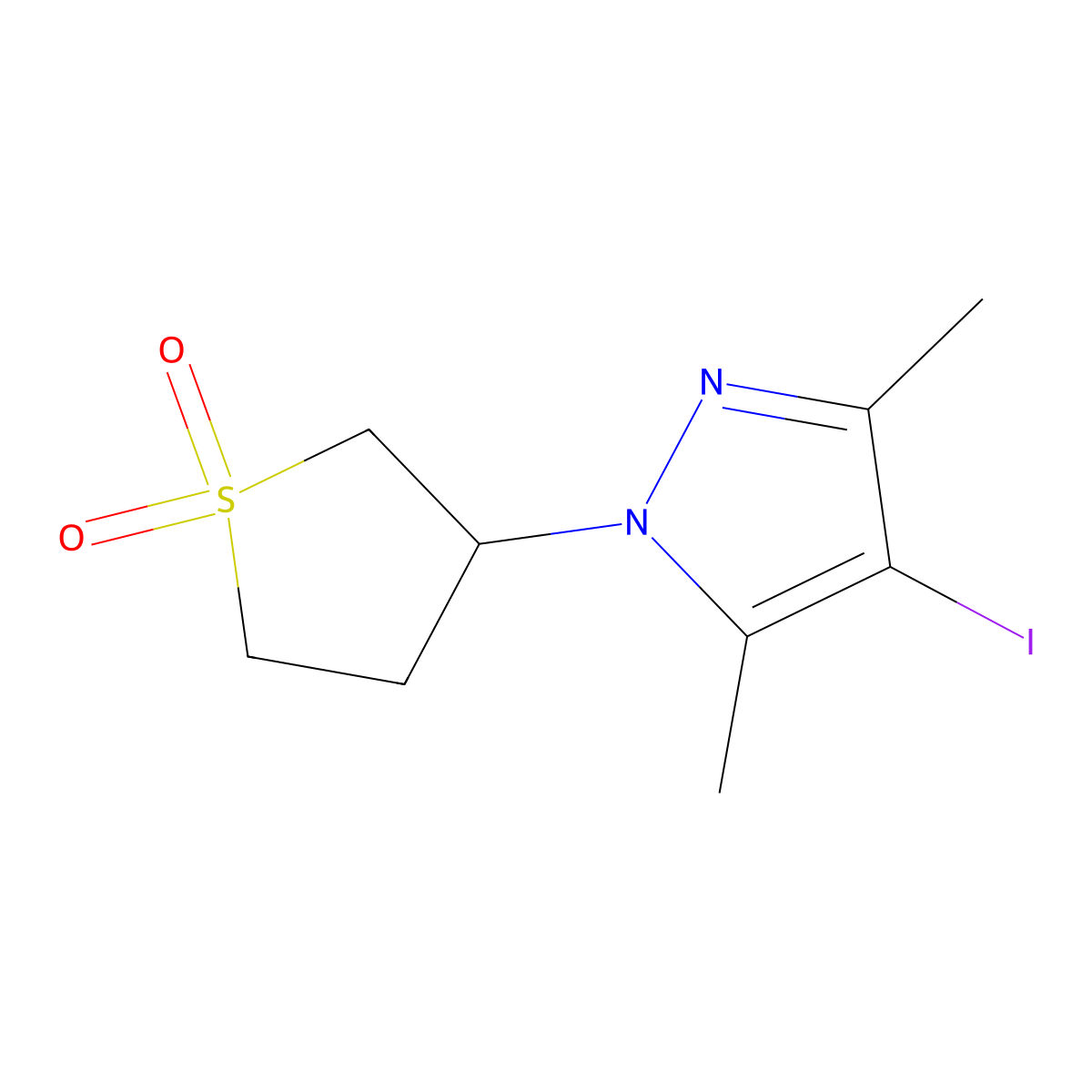 3-(4-Iodo-3,5-dimethyl-1H-pyrazol-1-yl)-1lambda6-thiolane-1,1-dione molecular structure, CAS 1536708-25-4