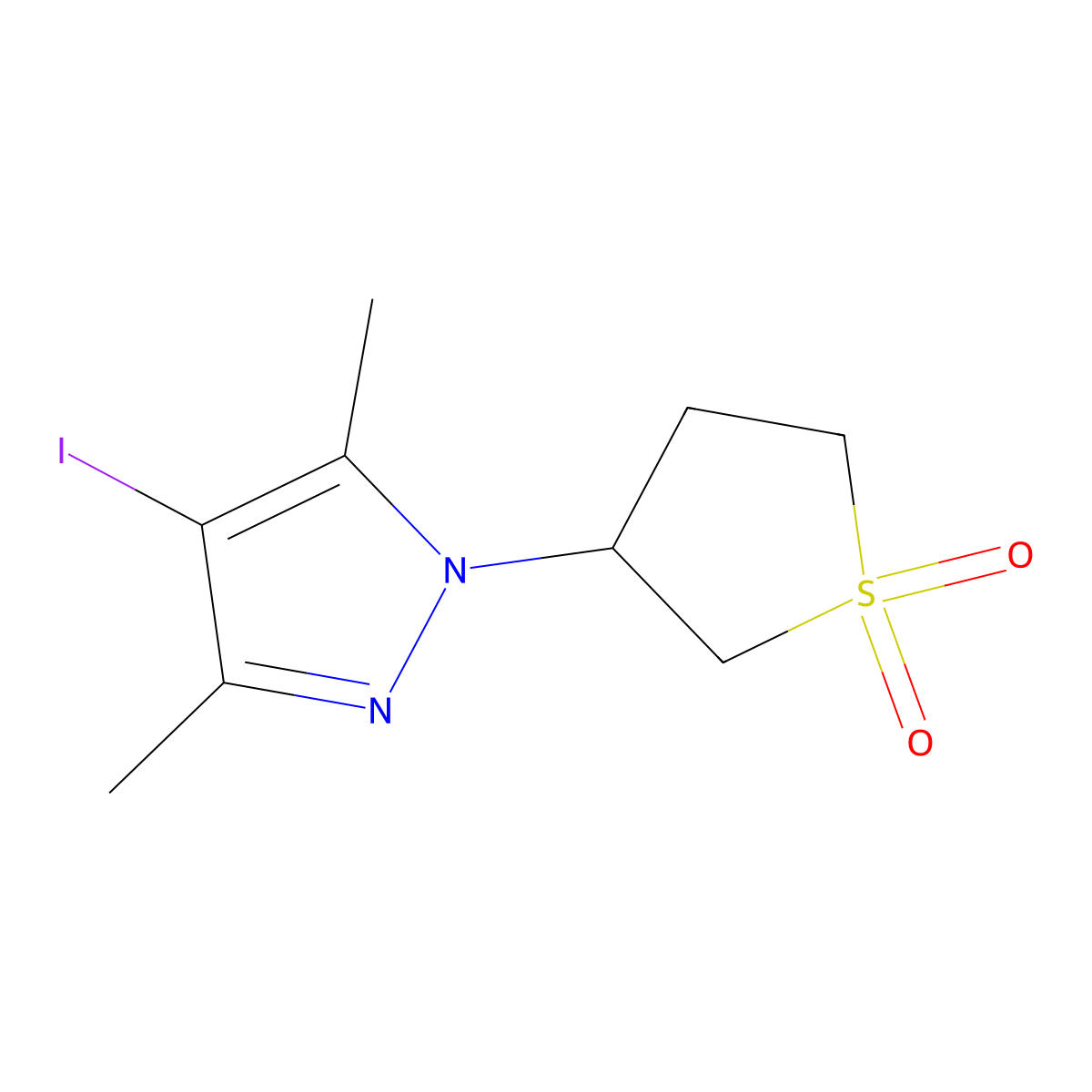 3-(4-Iodo-3,5-dimethyl-1H-pyrazol-1-yl)-1lambda6-thiolane-1,1-dione molecular structure, CAS 1536708-25-4