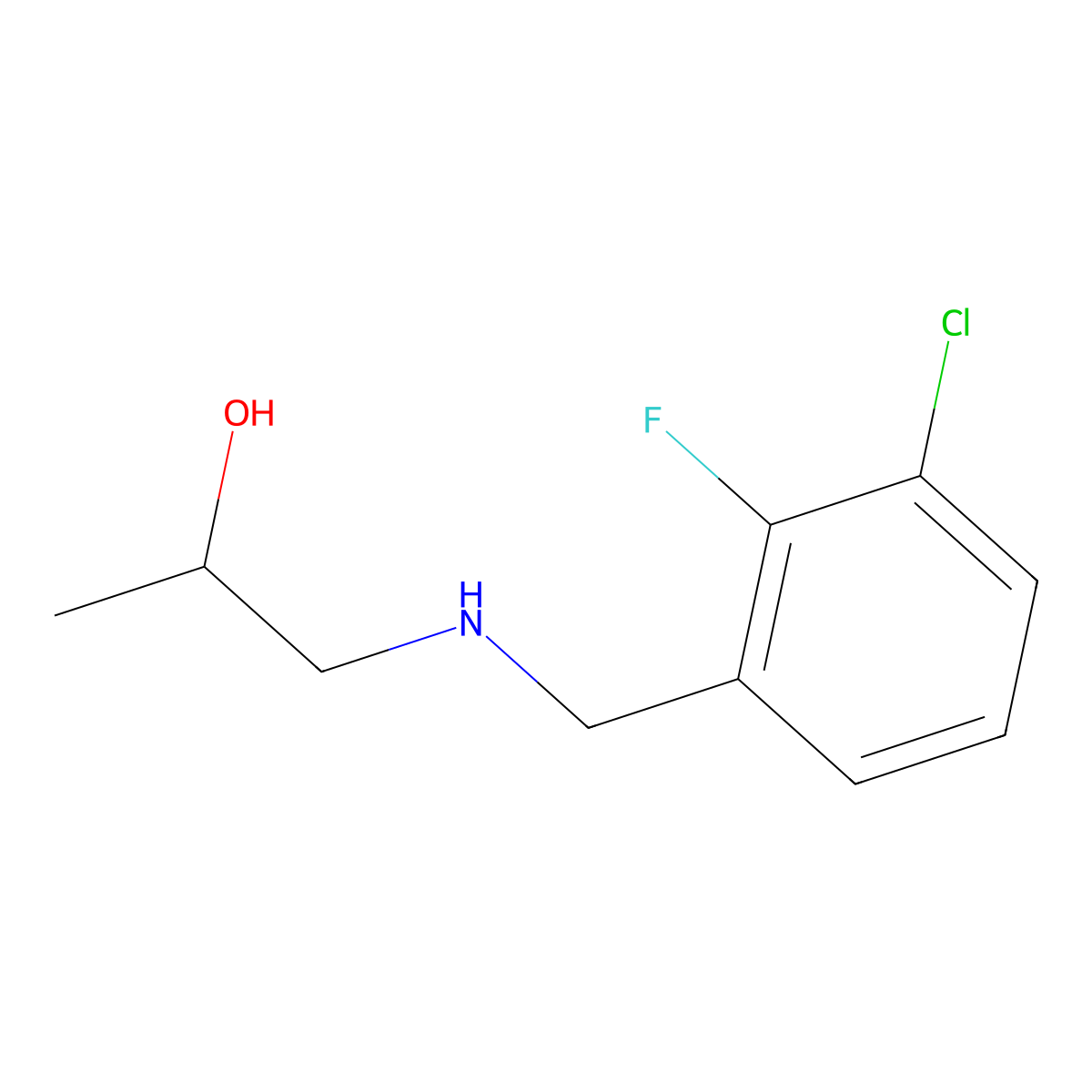 1-{[(3-Chloro-2-fluorophenyl)methyl]amino}propan-2-ol molecular structure, CAS 1536722-67-4