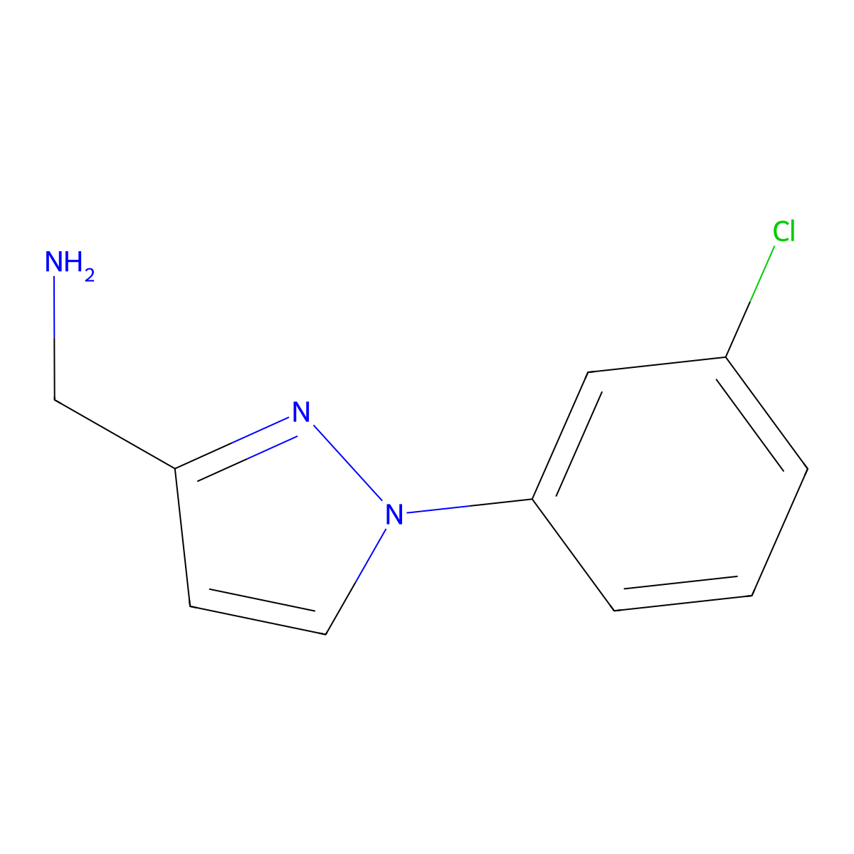1-[1-(3-chlorophenyl)-1H-pyrazol-3-yl]methanamine molecular structure, CAS 1536738-66-5