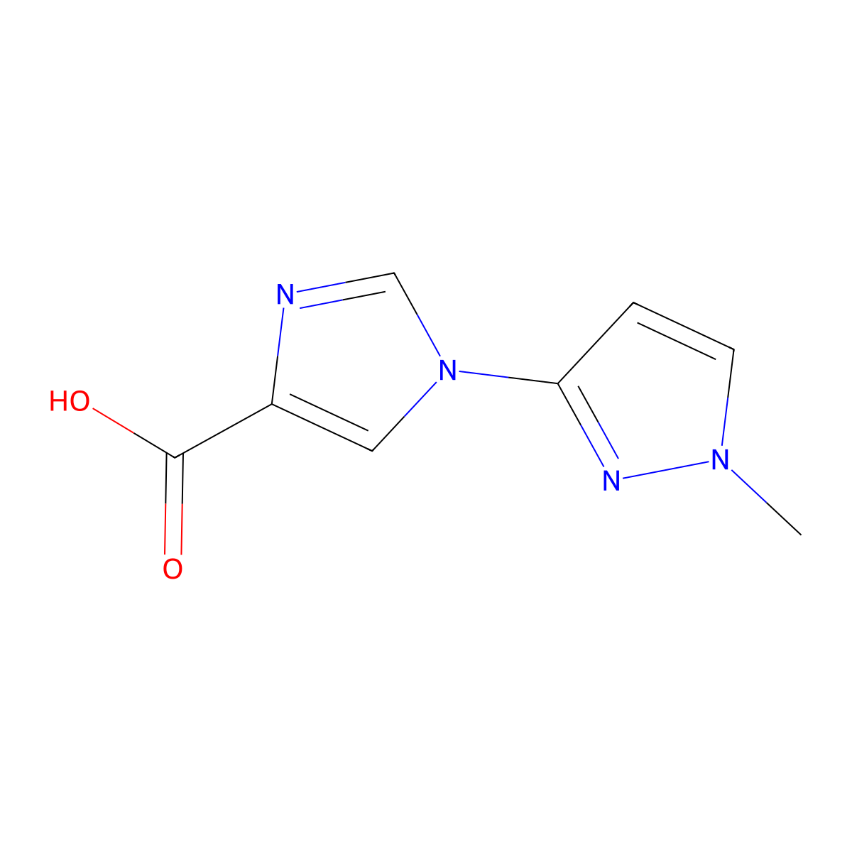1-(1-methyl-1H-pyrazol-3-yl)-1H-imidazole-4-carboxylic acid molecular structure, CAS 1536742-93-4