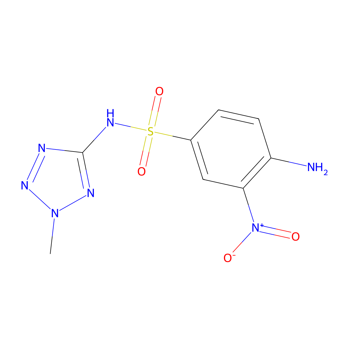 4-amino-N-(2-methyl-2H-1,2,3,4-tetrazol-5-yl)-3-nitrobenzene-1-sulfonamide molecular structure, CAS 1536757-53-5