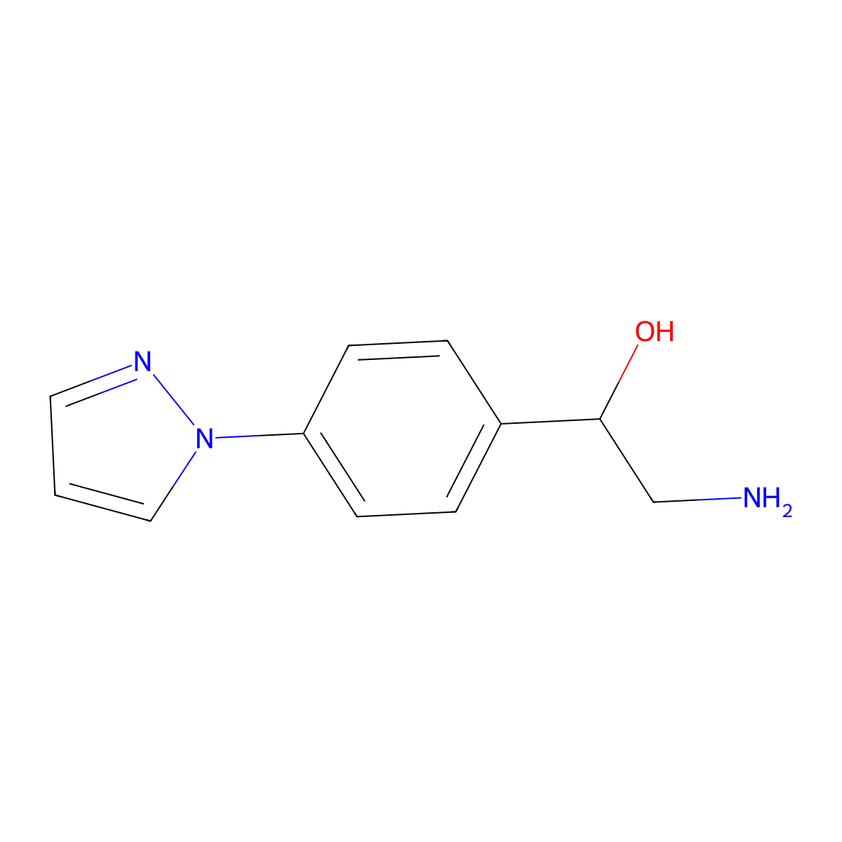 2-amino-1-[4-(1H-pyrazol-1-yl)phenyl]ethan-1-ol molecular structure, CAS 1536759-34-8