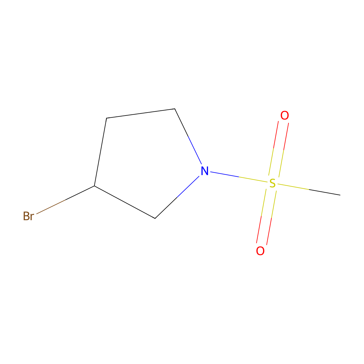 3-Bromo-1-methanesulfonylpyrrolidine molecular structure, CAS 1536789-90-8