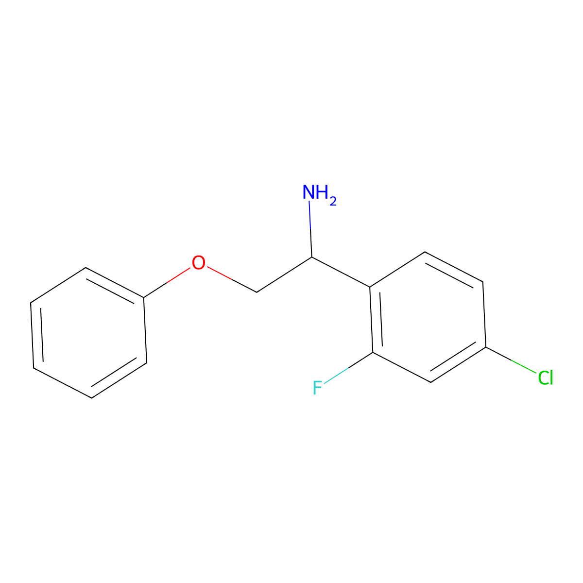 1-(4-Chloro-2-fluorophenyl)-2-phenoxyethan-1-amine molecular structure, CAS 1536793-18-6